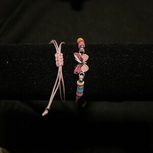 Pink Butterfly Beaded Bracelet Set